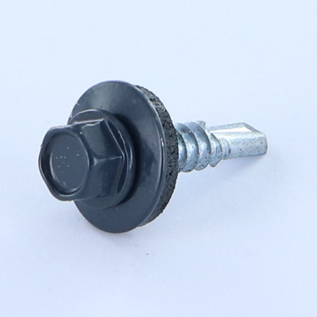 1 x Self Drilling Hexagonal Head 5.5X25 Neoprene Bonded Sealing Washer Epdm Zinc Plated Ral5008/grey bleu