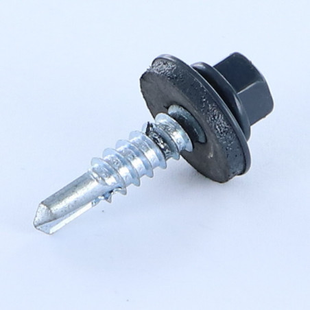 1 x Self Drilling Hexagonal Head 5.5X25 Neoprene Bonded Sealing Washer Epdm Zinc Plated Ral5008/grey bleu