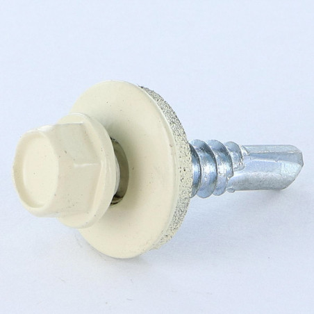 1 x Self Drilling Hexagonal Head 5.5X25 Neoprene Bonded Sealing Washer Epdm Zinc Plated Ral1015/Light Ivory