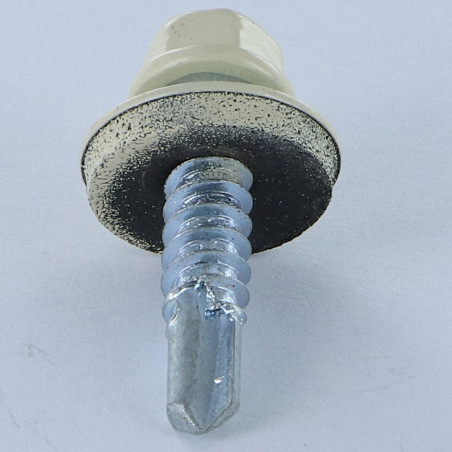 1 x Self Drilling Hexagonal Head 5.5X25 Neoprene Bonded Sealing Washer Epdm Zinc Plated Ral1015/Light Ivory