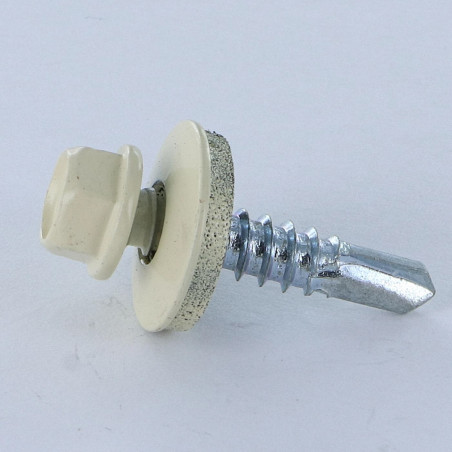 1 x Self Drilling Hexagonal Head 5.5X25 Neoprene Bonded Sealing Washer Epdm Zinc Plated Ral1015/Light Ivory