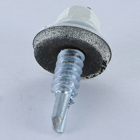 1 x Self Drilling Hexagonal Head 4.8X19 Neoprene Bonded Sealing Washer Epdm Zinc Plated Ral9010/Pure White
