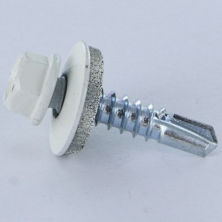 1 x Self Drilling Hexagonal Head 4.8X19 Neoprene Bonded Sealing Washer Epdm Zinc Plated Ral9010/Pure White