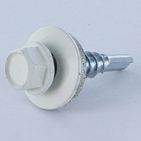 1 x Self Drilling Hexagonal Head 5.5X25 Neoprene Bonded Sealing Washer Epdm Zinc Plated Ral9010/Pure White