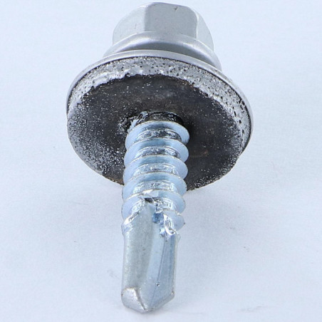 1 x Self Drilling Hexagonal Head 5.5X25 Neoprene Bonded Sealing Washer Epdm Zinc Plated Ral9006/White Aluminium