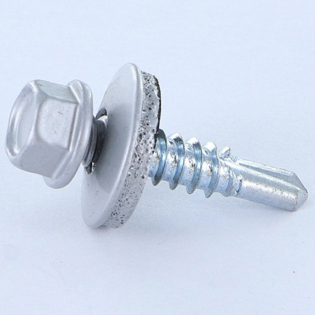 1 x Self Drilling Hexagonal Head 5.5X25 Neoprene Bonded Sealing Washer Epdm Zinc Plated Ral9006/White Aluminium