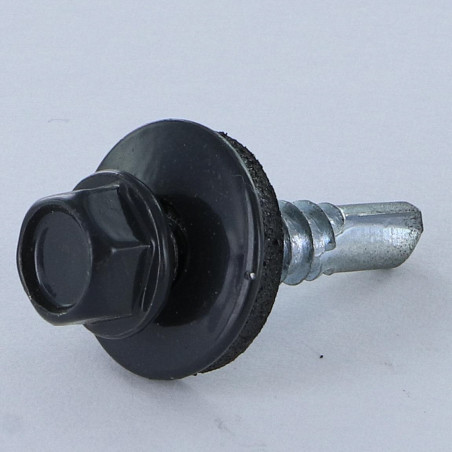 1 x Self Drilling Hexagonal Head 5.5X25 Neoprene Bonded Sealing Washer Epdm Zinc Plated Ral7016/Anthracite Grey