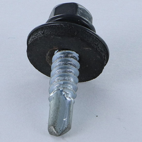 1 x Self Drilling Hexagonal Head 5.5X25 Neoprene Bonded Sealing Washer Epdm Zinc Plated Ral7016/Anthracite Grey