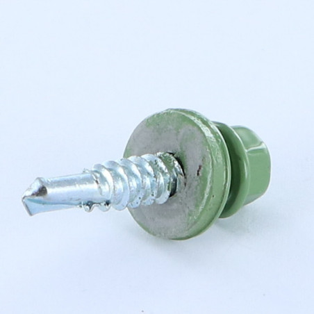 1 x Self Drilling Hexagonal Head 6.3X25 Neoprene Bonded Sealing Washer Epdm Steel Ral6011/Reseda Green