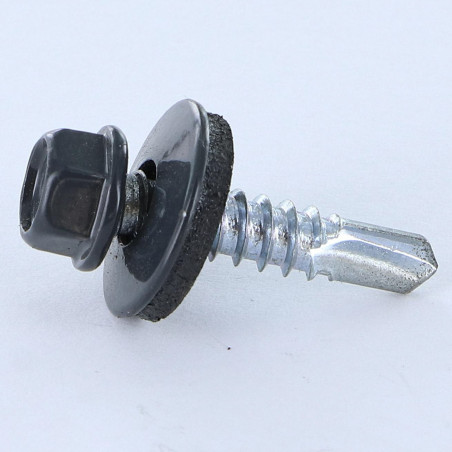1 x Self Drilling Hexagonal Head 5.5X25 Neoprene Bonded Sealing Washer Epdm Zinc Plated Ral7016/Anthracite Grey