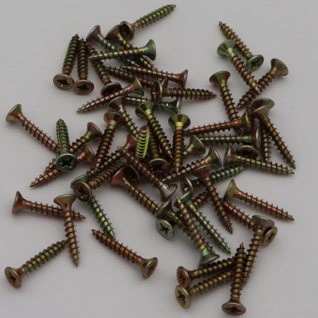 1 x Small Bag Of 56 Chipboard Screw Countersunk Head Pozi N°2 4X25 Yellow Zinc