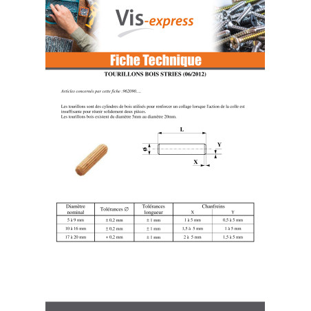 1 x Dowels Wood STRIE 10X35