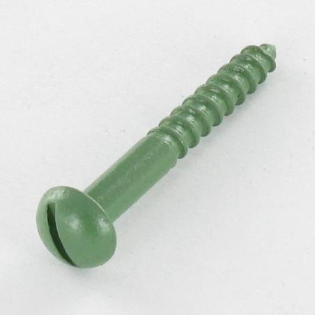 1 x Wood Screw Round Head Slotted 4X30 Zinc Plated LAQ Green Ral6011/Reseda Green