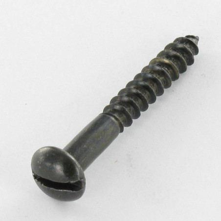 1 x Wood Screw Round Head Slotted 5X40 Black Zinc Plated