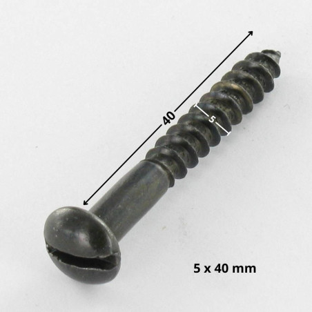 1 x Wood Screw Round Head Slotted 5X40 Black Zinc Plated