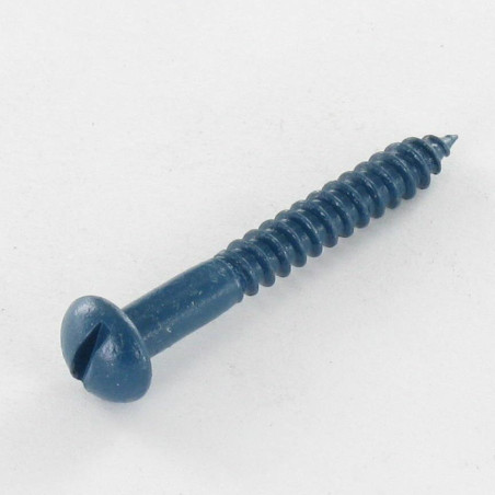 1 x Wood Screw Round Head Slotted 4X30 Zinc Plated LAQ Blue RAL5009