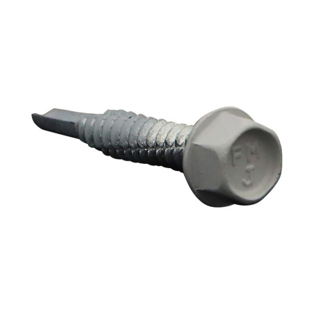 1 x Self Drilling Hexagonal Head Flange Smooth 6.3X38 Zinc Plated Ral9002/Grey White