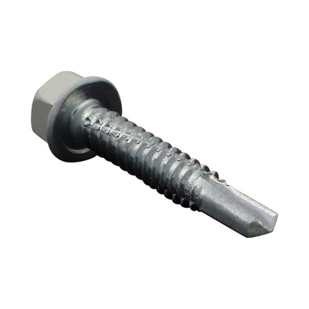 1 x Self Drilling Hexagonal Head Flange Smooth 6.3X38 Zinc Plated Ral9002/Grey White