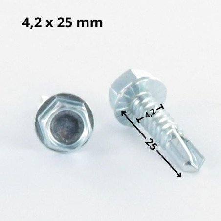 1 x Self Drilling Hexagonal Head 4.2X25 Sheet Metal Thread Zinc Plated