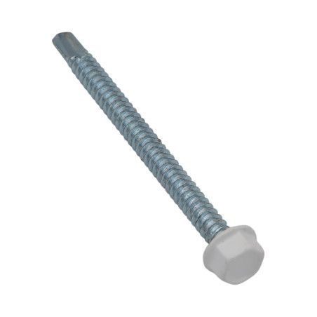 1 x Self Drilling Hexagonal Head 4.8X19 Zinc Plated Painted White Ral9010/Pure White 80% BRIL