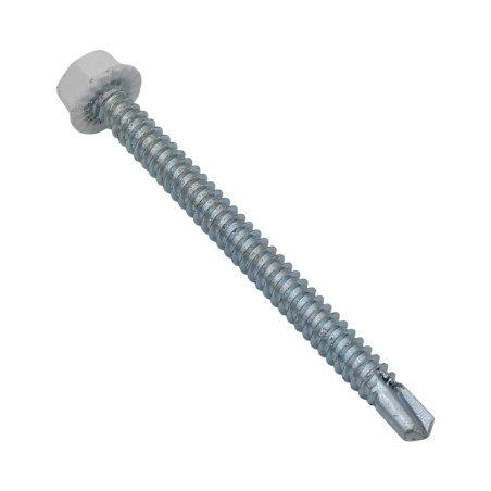 1 x Self Drilling Hexagonal Head 4.8X19 Zinc Plated Painted White Ral9010/Pure White 80% BRIL