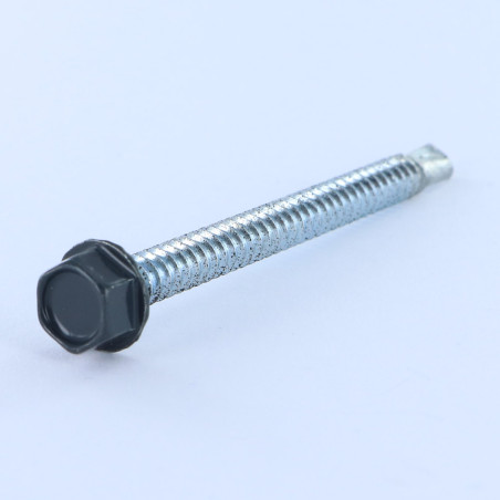 1 x Self Drilling Hexagonal Head 6.3X75 Sheet Metal Thread Zinc Plated LAQ Ral7016/Anthracite Grey
