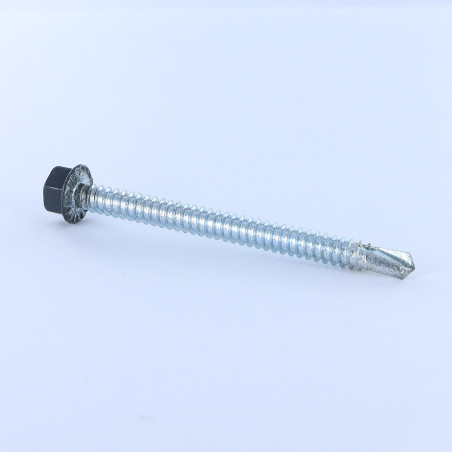 1 x Self Drilling Hexagonal Head 6.3X75 Sheet Metal Thread Zinc Plated LAQ Ral7016/Anthracite Grey