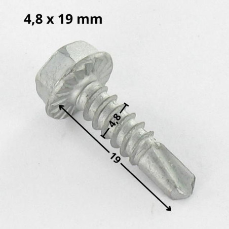 1 x Self Drilling Hexagonal Head 4.8X19 Sheet Metal Thread Steel G omits 500A