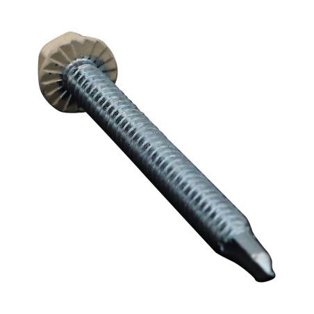 1 x Self Drilling Hexagonal Head 6.3X75 Sheet Metal Thread Zinc Plated LAQ Ral1015/Light Ivory