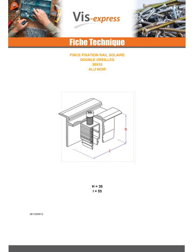 1 x PLIERS fixation SOLAR 30X55 Aluminium Black IN