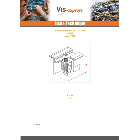 1 x PLIERS fixation SOLAR 35X55 Aluminium Black IN