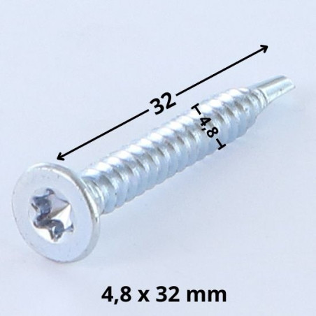 1 x Self Drilling Countersunk Head T25 4.8X32 Zinc Plated
