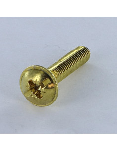 Screw Mushroom Pozi And Slotted M6X14 Brass Plated Steel