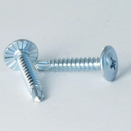 1 x Self Drilling Large Round Head Phillips With Serration 4.2X25 Zinc Plated
