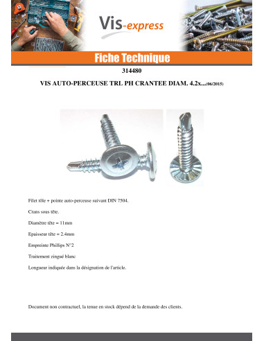 1 x Self Drilling Large Round Head Phillips...