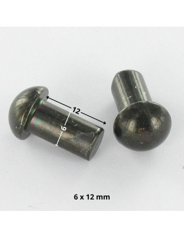 1 x Solid Rivet Round Head 6X12 Black Zinc Plated