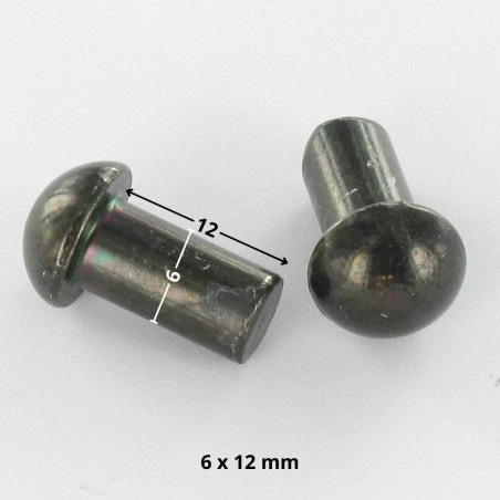 1 x Solid Rivet Round Head 6X12 Black Zinc Plated