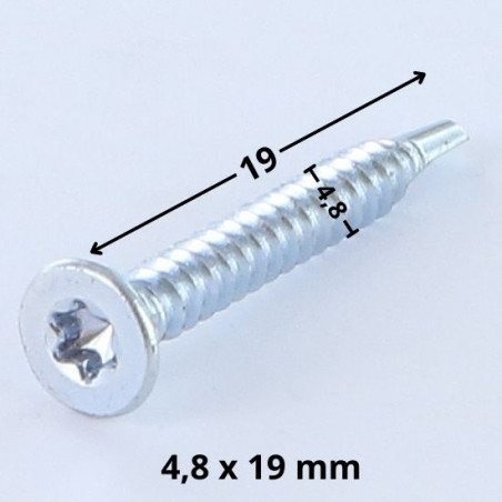 1 x Self Drilling Countersunk Head T25 4.8X19 Zinc Plated