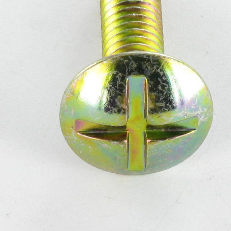 1 x Screw Mushroom Slotted In Cross M6X75 Yellow Zinc