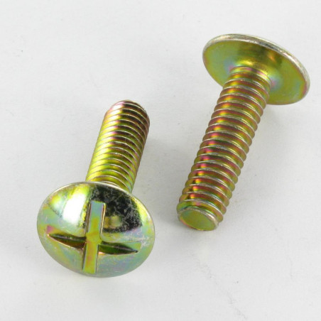 1 x Screw Mushroom Slotted In Cross M8X20 Yellow Zinc