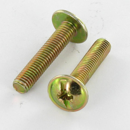 1 x Screw Mushroom Pozi And Slotted M4X9 Yellow Zinc
