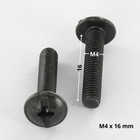 1 x Screw Mushroom Pozi And Slotted M4X16 Black Zinc Plated
