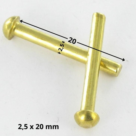 1 x Solid Rivet Round Head 2.5X20 Brass
