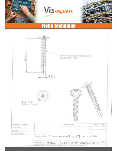 1 x Self Drilling Large Round Head Phillips...