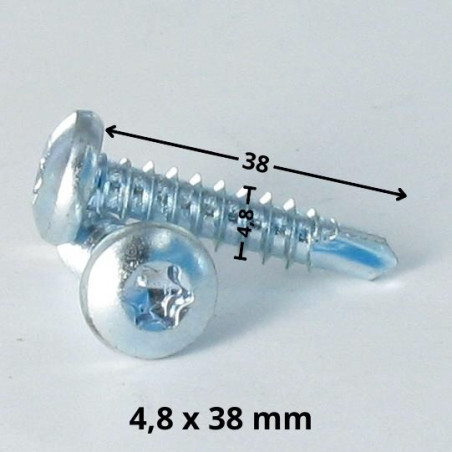 1 x Self Drilling Cylindrical Button Head 4.8X38 T25 Zinc Plated
