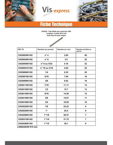 1 x Threaded Rod 9/16 Length 3 feet 90 cm Unc...