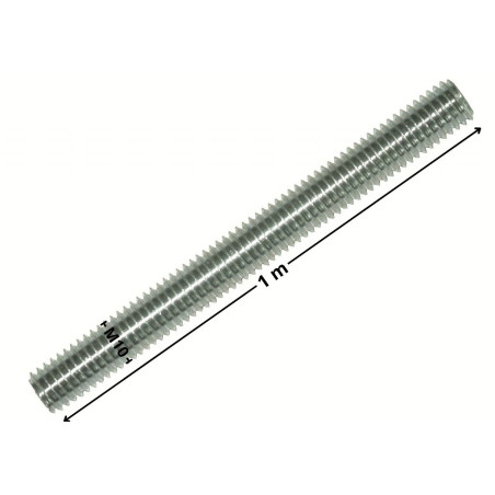 1 x Threaded Rod M10 Length 1 Meter Pitch Left Zinc Plated