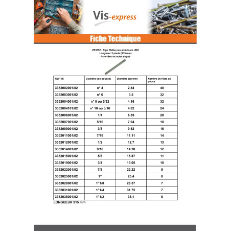 1 x Threaded Rod 5/16 Length 3 feet 90 cm Unc Steel
