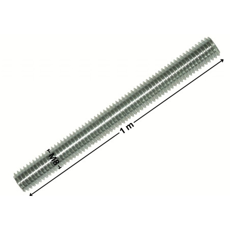 1 x Threaded Rod M8 Length 1 Meter Left Thread Zinc Plated