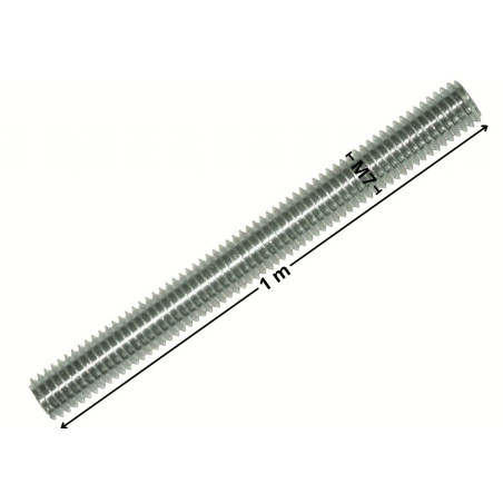 1 x Threaded Rod M7 Pitch 100 Length 1 Meter Class 4.8 Zinc Plated